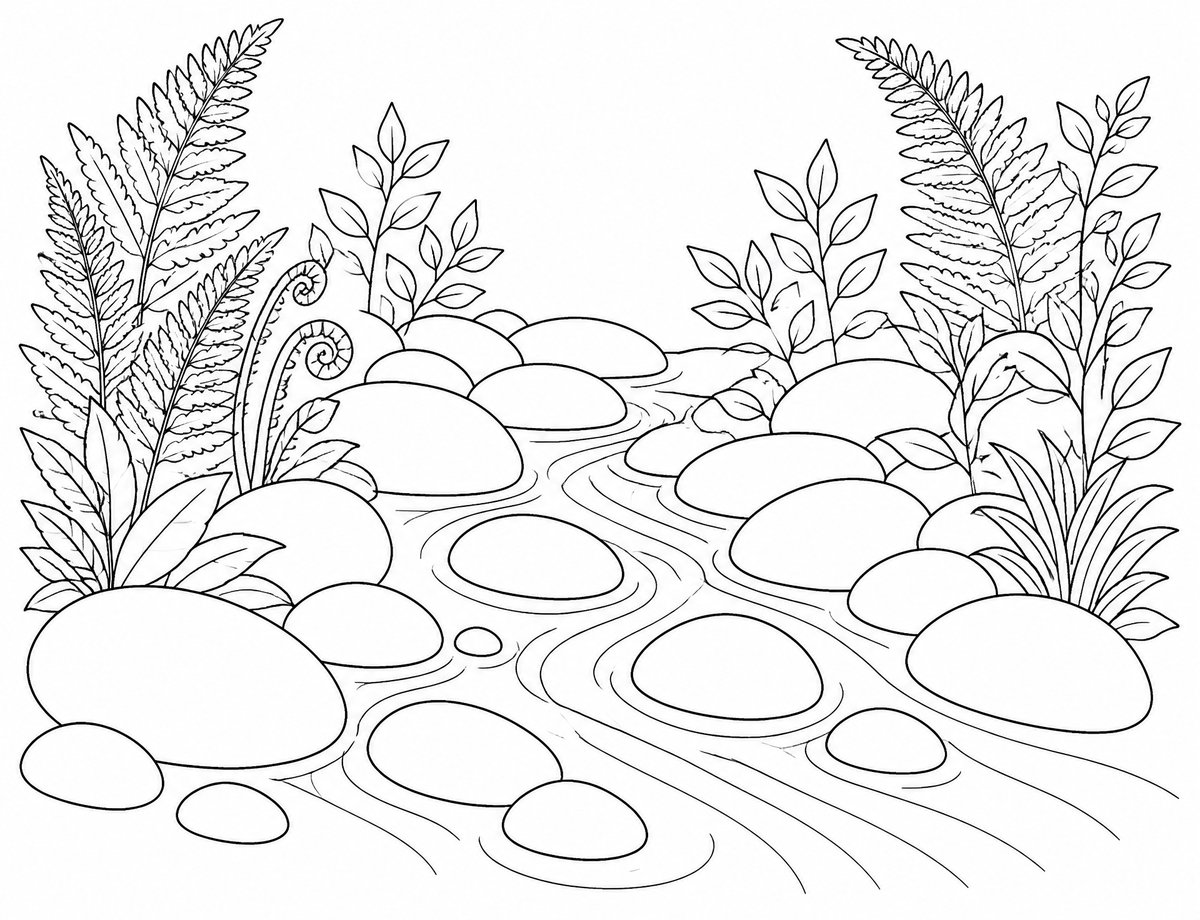 Desert stream coloring page